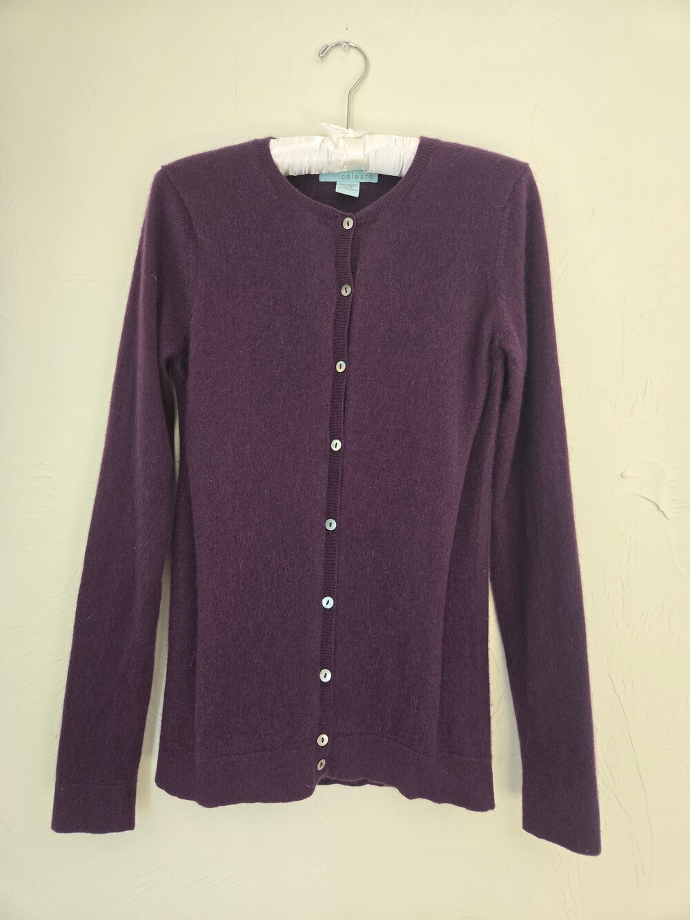 Celeste Purple Cashmere Long Sleeve Cardigan Sweater